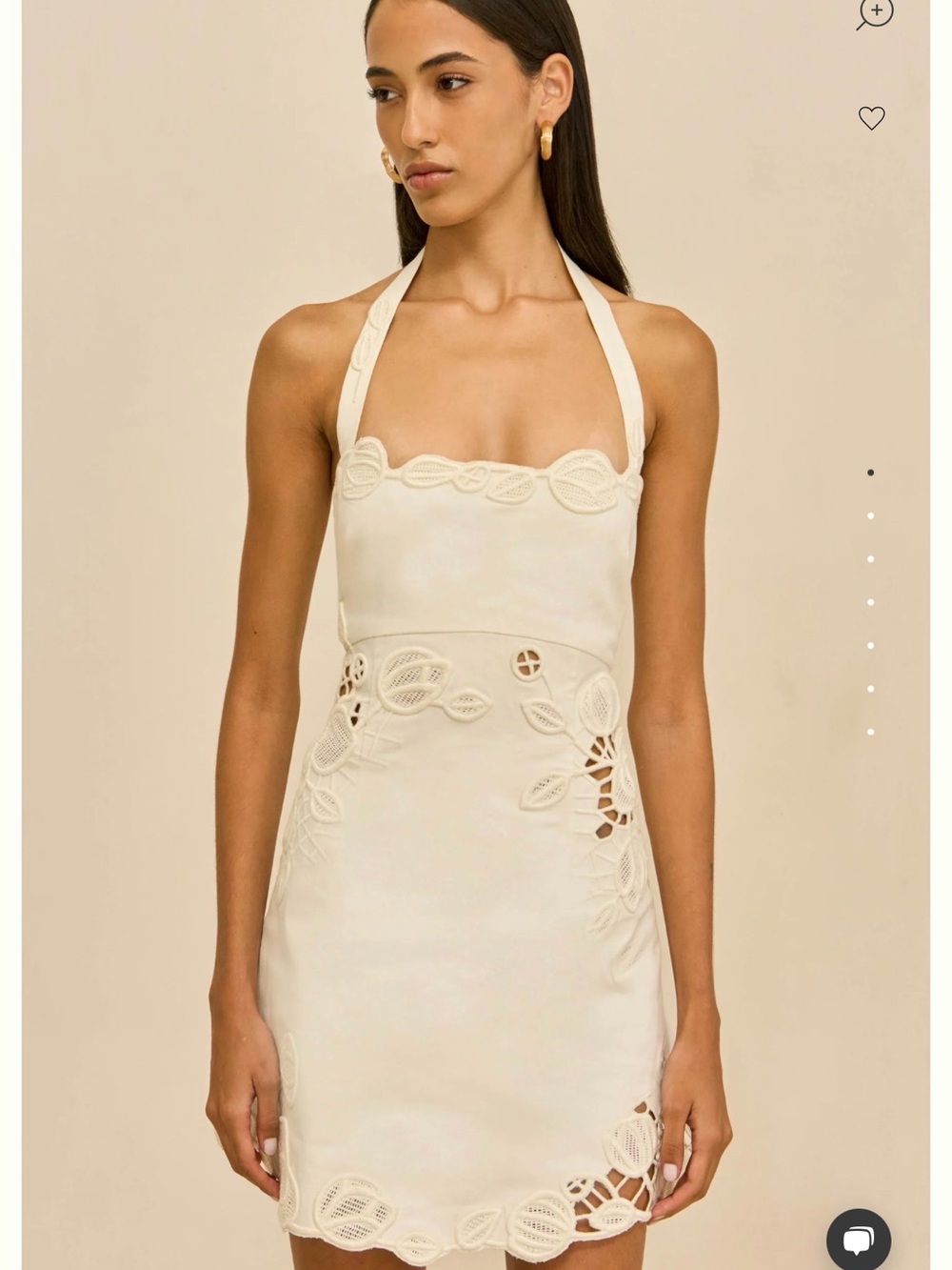 Ivory Halter Lace-Trim Mini Dress